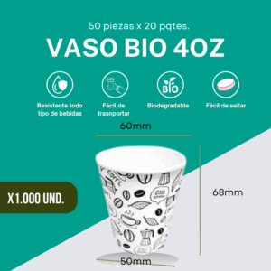 vasos bio cartón x 1.000 unds. pack